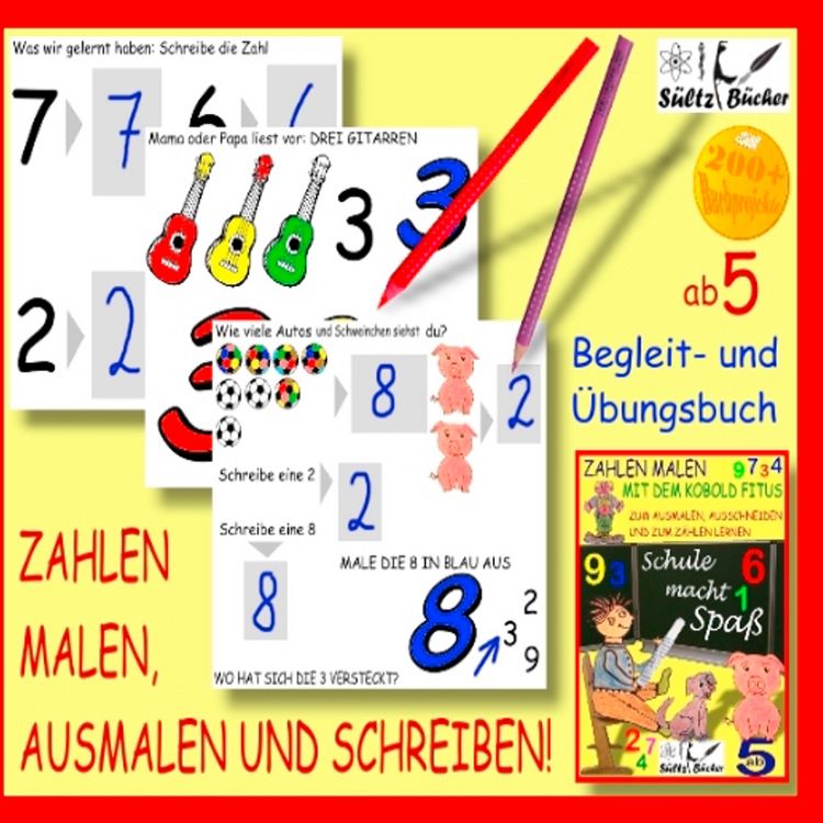 Produktbild: Zahlen malen, ausmalen und schreiben - Begleit- und &Uuml;bungsbuch