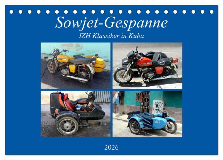 Produktbild: Sowjet-Gespanne - IZH Klassiker in Kuba (Tischkalender 2026 DIN A5 quer), CALVENDO Monatskalender