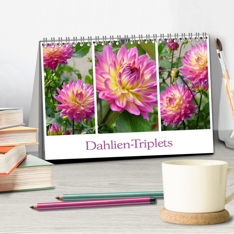 Produktbild: Dahlien-Triplets (Tischkalender 2026 DIN A5 quer), CALVENDO Monatskalender