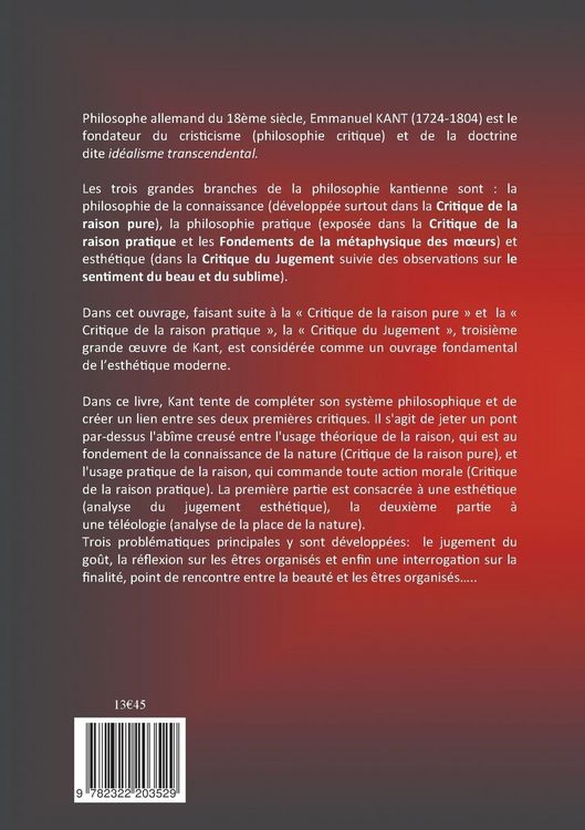 Produktbild: Critique du jugement suivie des observations sur le sentiment du beau et du sublime