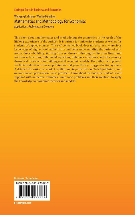 Produktbild: Mathematics and Methodology for Economics