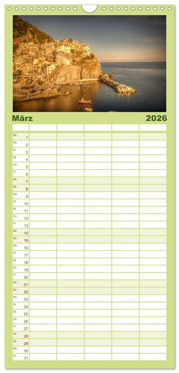 Produktbild: Familienplaner 2026 - Italienische Riviera Cinque Terre mit 5 Spalten (Wandkalender, 21 x 45 cm) CALVENDO