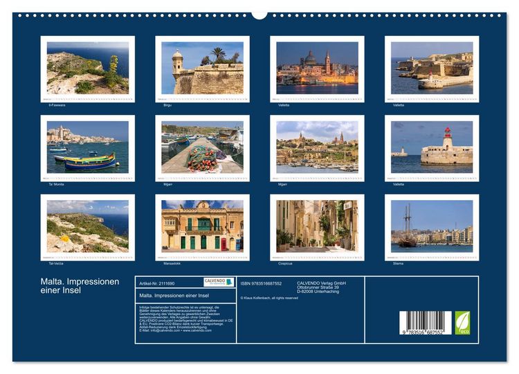 Produktbild: Malta. Impressionen einer Insel (hochwertiger Premium Wandkalender 2026 DIN A2 quer), Kunstdruck in Hochglanz