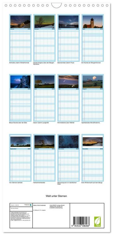 Produktbild: Familienplaner 2026 - Welt unter Sternen mit 5 Spalten (Wandkalender, 21 x 45 cm) CALVENDO