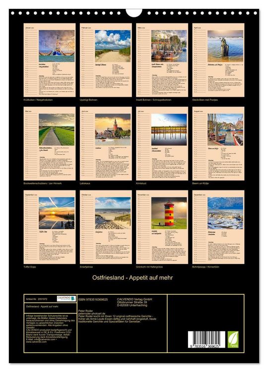 Produktbild: Ostfriesland - Appetit auf mehr (Wandkalender 2026 DIN A3 hoch), CALVENDO Monatskalender