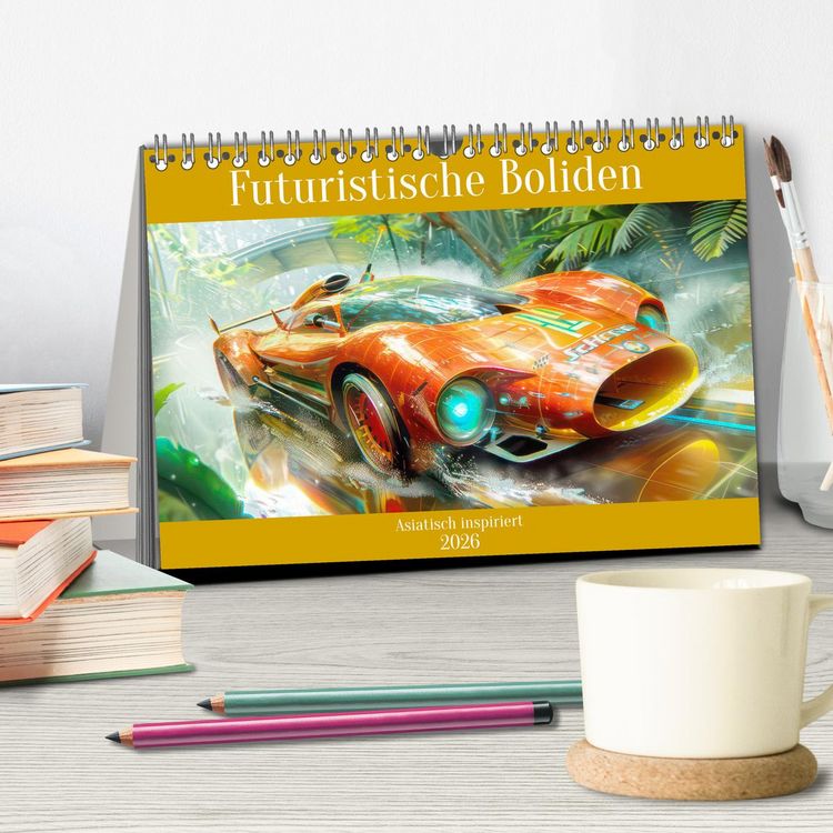 Produktbild: Futuristische Boliden - Asiatisch inspiriert (Tischkalender 2026 DIN A5 quer), CALVENDO Monatskalender
