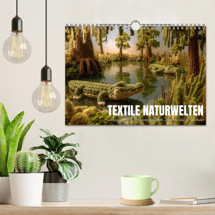 Produktbild: Textile Naturwelten. Amigurumi-&Ouml;kosysteme zZwischen Polarmeer und Savanne (Wandkalender 2027 DIN A4 quer), CALVENDO Monatskalender