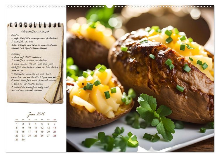 Produktbild: Kartoffelzeit - Zw&ouml;lf klassische KI Kartoffelgerichte mit Rezept (Wandkalender 2026 DIN A2 quer), CALVENDO Monatskalender
