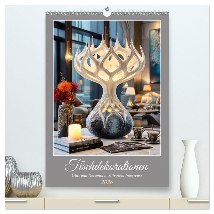 Produktbild: Tischdekorationen. Glas und Keramik in stilvollen Interieurs (hochwertiger Premium Wandkalender 2026 DIN A2 hoch), Kunstdruck in Hochglanz