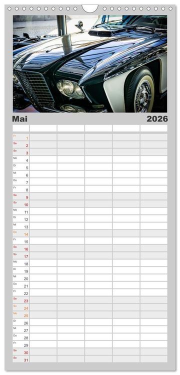 Produktbild: Familienplaner 2026 - Oldtimer: detailverliebt mit 5 Spalten (Wandkalender, 21 x 45 cm) CALVENDO