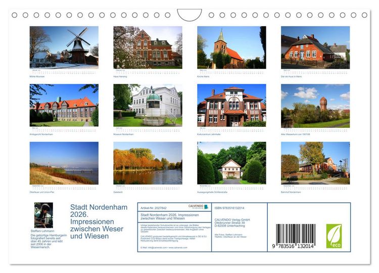 Produktbild: Stadt Nordenham 2026. Impressionen zwischen Weser und Wiesen (Wandkalender 2026 DIN A4 quer), CALVENDO Monatskalender