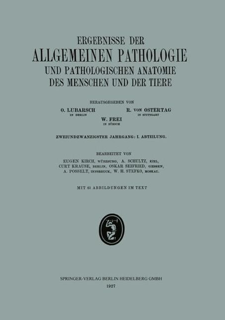 Produktbild: Ergebnisse der Allgemeinen Pathologie und Pathologischen Anatomie des Menschen und der Tiere