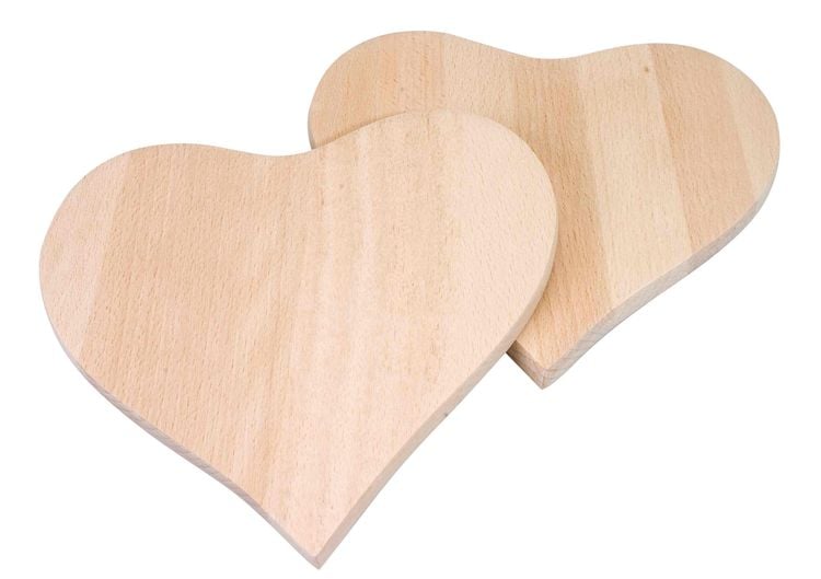 Produktbild: PEBARO FRUE2 - Fr&uuml;hst&uuml;cksbrettchen Herz, Holz, Herzform, 2 St&uuml;ck, Gr&ouml;&szlig;e 19x18x1cm