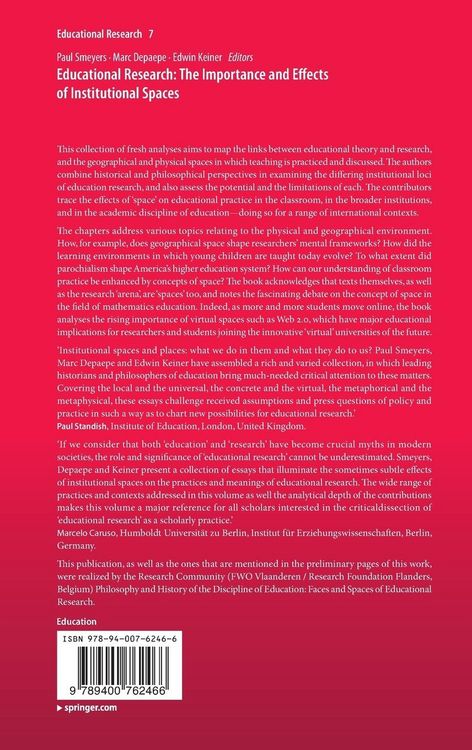 Produktbild: Educational Research: The Importance and Effects of Institutional Spaces