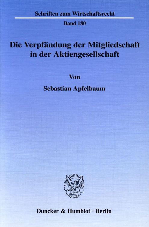Produktbild: Die Verpf&auml;ndung der Mitgliedschaft in der Aktiengesellschaft.