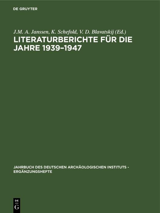 Produktbild: Literaturberichte f&uuml;r die Jahre 1939-1947