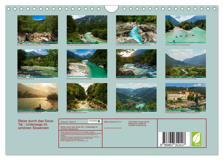 Produktbild: Reise durch das Soca-Tal - Unterwegs im sch&ouml;nen Slowenien (Wandkalender 2026 DIN A4 quer), CALVENDO Monatskalender