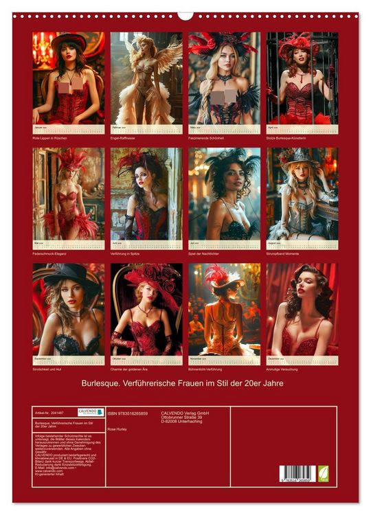 Produktbild: Burlesque. Verf&uuml;hrerische Frauen im Stil der 20er Jahre (Wandkalender 2026 DIN A2 hoch), CALVENDO Monatskalender