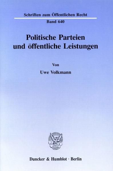 Produktbild: Politische Parteien und &ouml;ffentliche Leistungen.