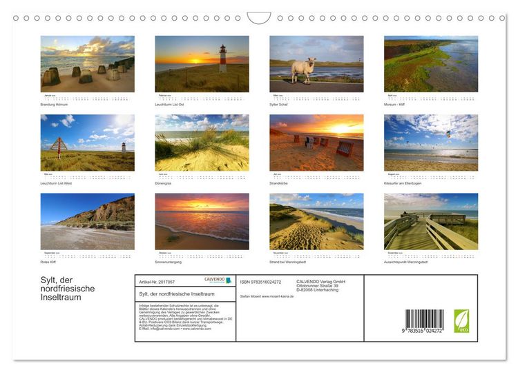 Produktbild: Sylt, der nordfriesische Inseltraum (Wandkalender 2026 DIN A3 quer), CALVENDO Monatskalender