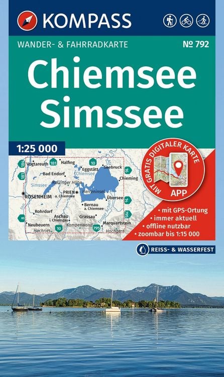Produktbild: KOMPASS Wanderkarte 792 Chiemsee, Simssee 1:25.000