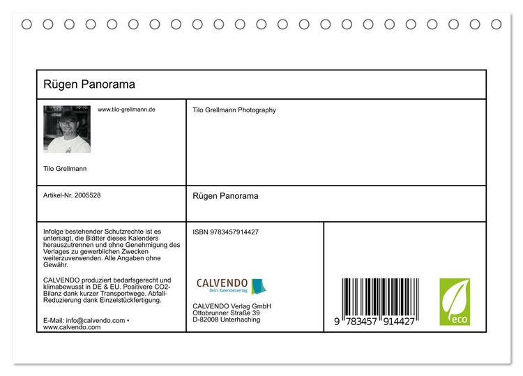 Produktbild: R&uuml;gen Panorama (Tischkalender 2026 DIN A5 quer), CALVENDO Monatskalender