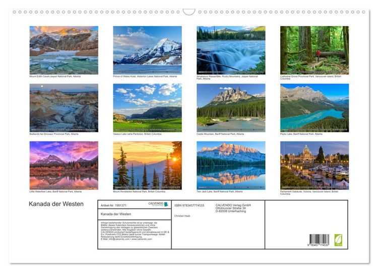 Produktbild: Kanada der Westen (Wandkalender 2026 DIN A2 quer), CALVENDO Monatskalender