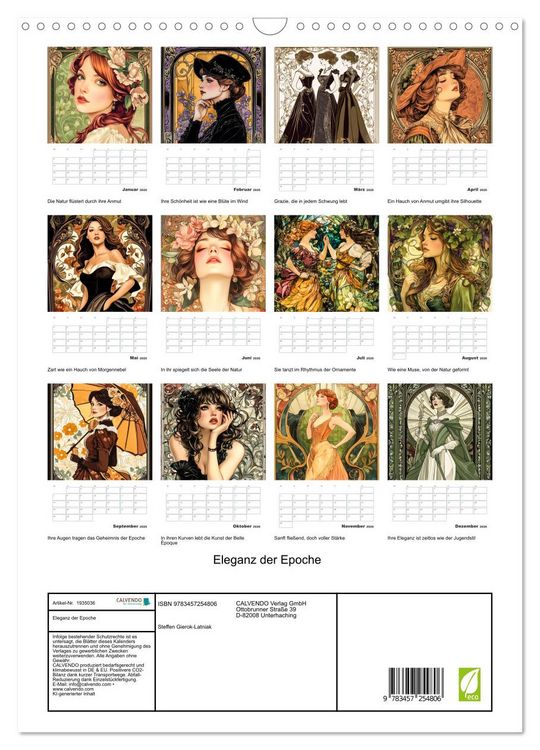 Produktbild: Eleganz der Epoche (Wandkalender 2026 DIN A3 hoch), CALVENDO Monatskalender