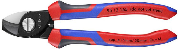 Produktbild: Knipex 95 12 165 Kabelschere Geeignet f&uuml;r (Abisoliertechnik) Alu- und Kupferkabel, ein- und mehrdr&auml;htig 15 mm 50 mm&sup2; 0