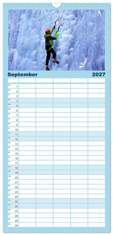 Produktbild: Familienplaner 2027 - Extremsport Eisklettern mit 5 Spalten (Wandkalender, 21 x 45 cm) CALVENDO