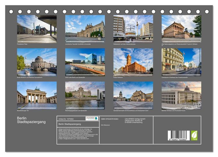 Produktbild: Berlin Stadtspaziergang (Tischkalender 2026 DIN A5 quer), CALVENDO Monatskalender