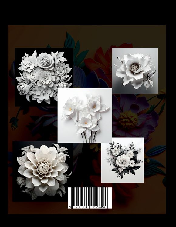 Produktbild: 3D Blumen Malbuch &bdquo;Black & White&ldquo;