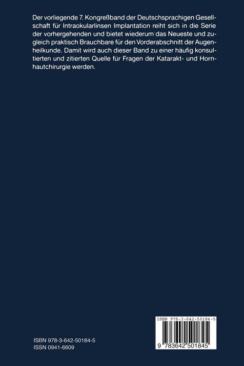 Produktbild: 7. Kongre&szlig; der Deutschsprachigen Gesellschaft f&uuml;r Intraokularlinsen Implantation