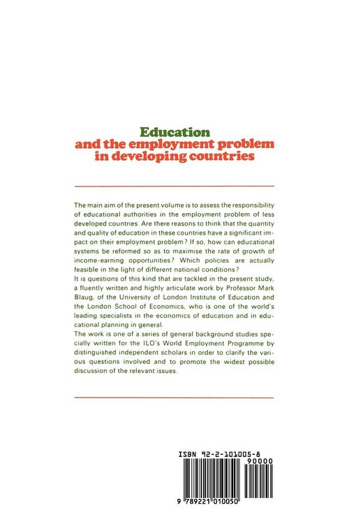 Produktbild: Education and the employment problem in developing countries