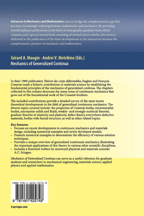 Produktbild: Mechanics of Generalized Continua