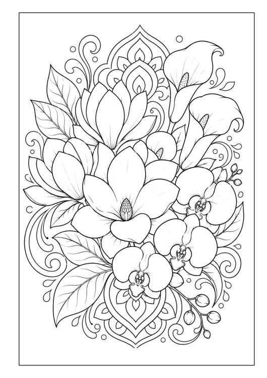 Produktbild: Mandala Blumen Malbuch f&uuml;r Erwachsene mit 100 floralen Ausmalmotiven
