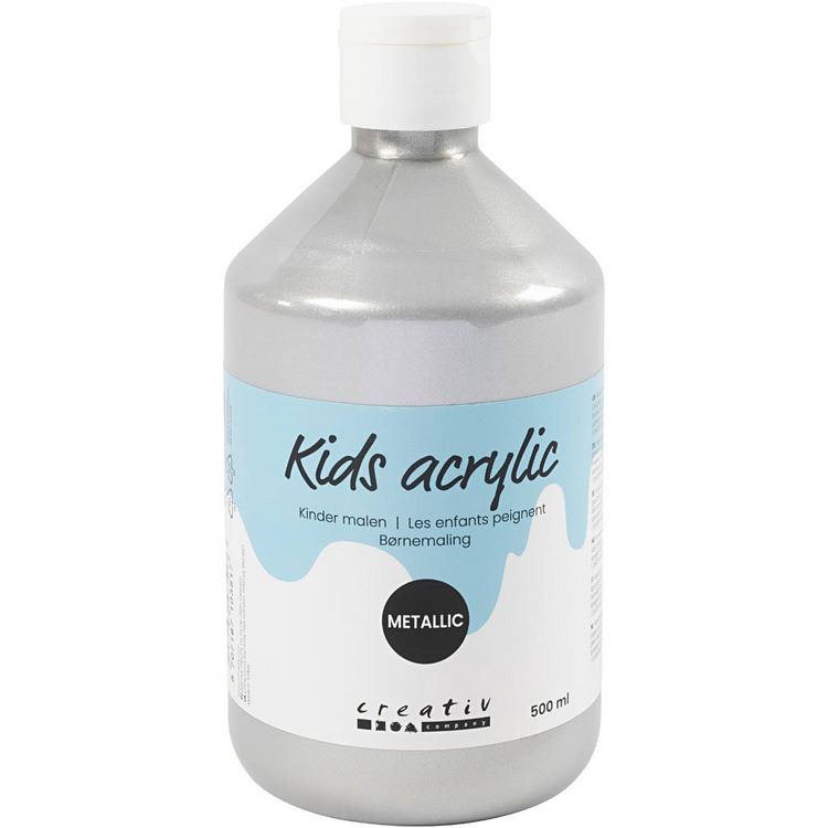 Produktbild: Creativ Company Acrylfarbe Metallic, Metallic, Silber, 500 ml/ 1 Fl.