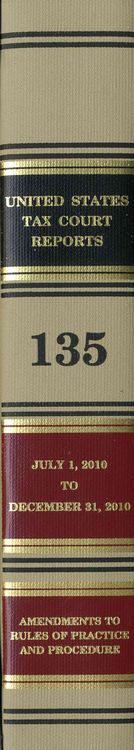 Produktbild: Reports of the United States Tax Court, Volume 135, July 1, 2010 to December 31, 2010