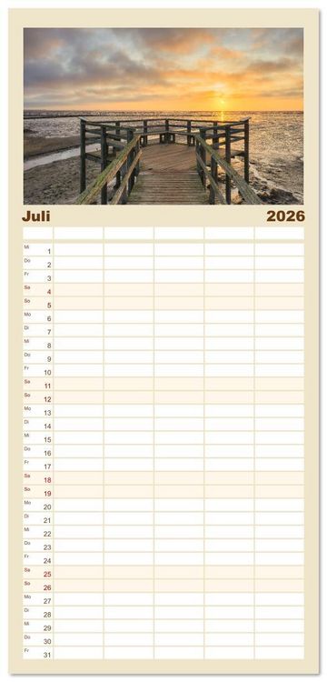 Produktbild: Familienplaner 2026 - Wundersch&ouml;nes Amrum mit 5 Spalten (Wandkalender, 21 x 45 cm) CALVENDO