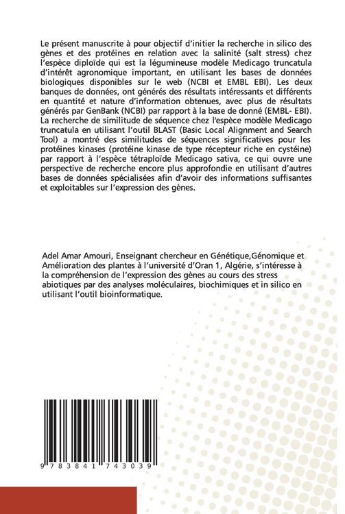 Produktbild: Recherche des g&egrave;nes de tol&eacute;rance &agrave; la salinit&eacute; chez M. truncatula