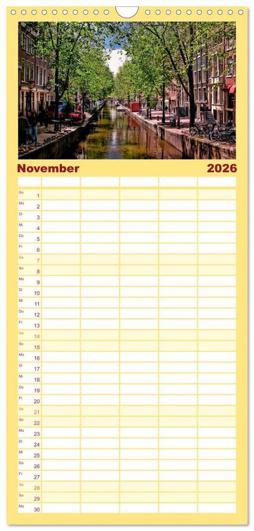 Produktbild: Familienplaner 2026 - Amsterdam - Venedig des Nordens mit 5 Spalten (Wandkalender, 21 x 45 cm) CALVENDO