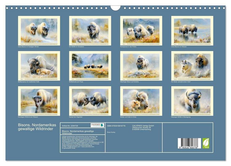 Produktbild: Bisons. Nordamerikas gewaltige Wildrinder (Wandkalender 2027 DIN A3 quer), CALVENDO Monatskalender