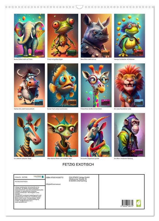 Produktbild: FETZIG EXOTISCH (Wandkalender 2026 DIN A2 hoch), CALVENDO Monatskalender