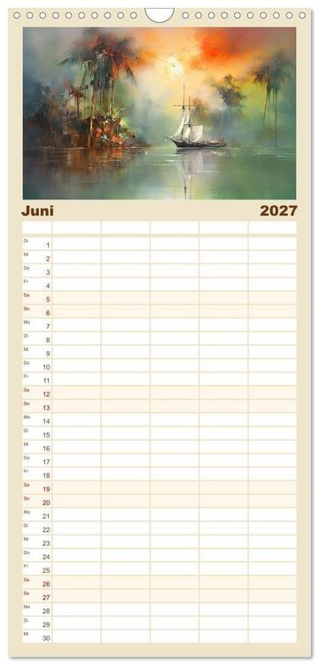 Produktbild: Familienplaner 2027 - Karibisches Flair mit 5 Spalten (Wandkalender, 21 x 45 cm) CALVENDO