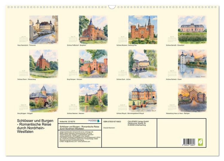 Produktbild: Schl&ouml;sser und Burgen - Romantische Reise durch Nordrhein-Westfalen (Wandkalender 2026 DIN A2 quer), CALVENDO Monatskalender