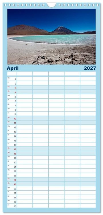Produktbild: Familienplaner 2027 - Bolivien Andenlandschaften mit 5 Spalten (Wandkalender, 21 x 45 cm) CALVENDO