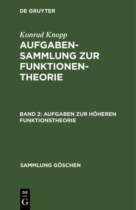 Produktbild: Aufgaben zur h&ouml;heren Funktionstheorie