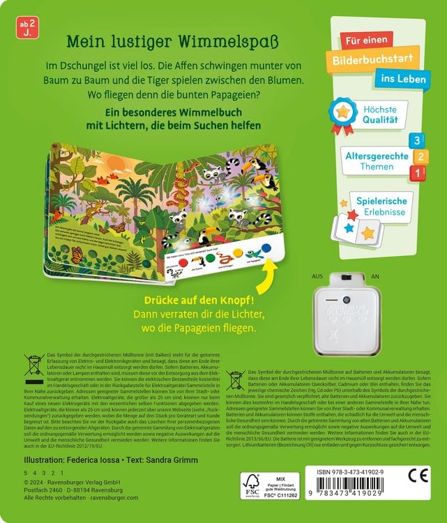 Produktbild: Mein gro&szlig;es Lichter-Wimmelbuch - Im Dschungel