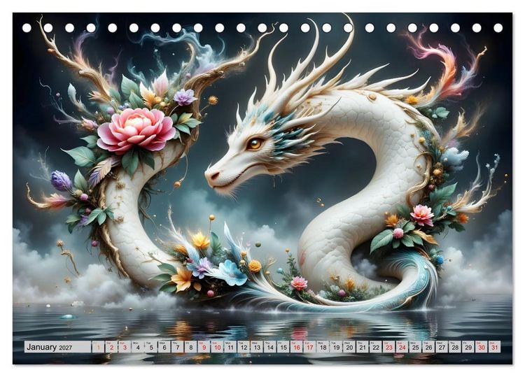 Produktbild: Lotus blossom dragons (Desk Calendar 2027 DIN A5 landscape), CALVENDO 12 Month DeskCalendar