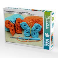 Produktbild: CALVENDO Puzzle Geh&auml;kelte Schmetterlingen aus Wolle. Basteln mit Wolle. 1000 Teile Lege-Gr&ouml;&szlig;e 64 x 48 cm Foto-Puzzle Bild von Anja Frost